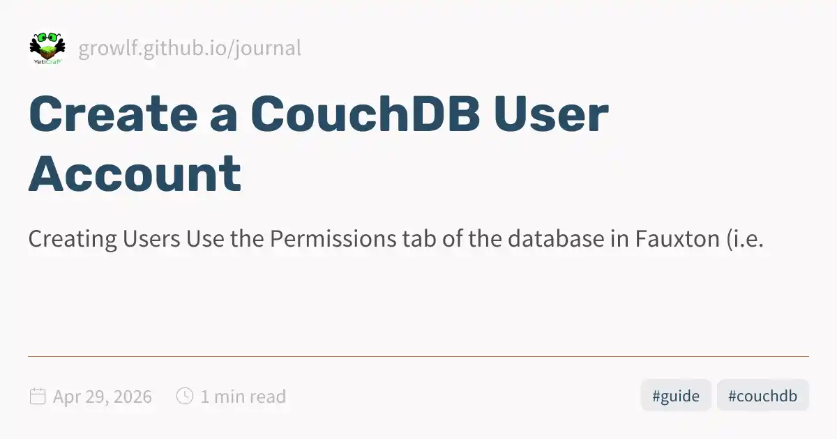 Create a CouchDB User Account