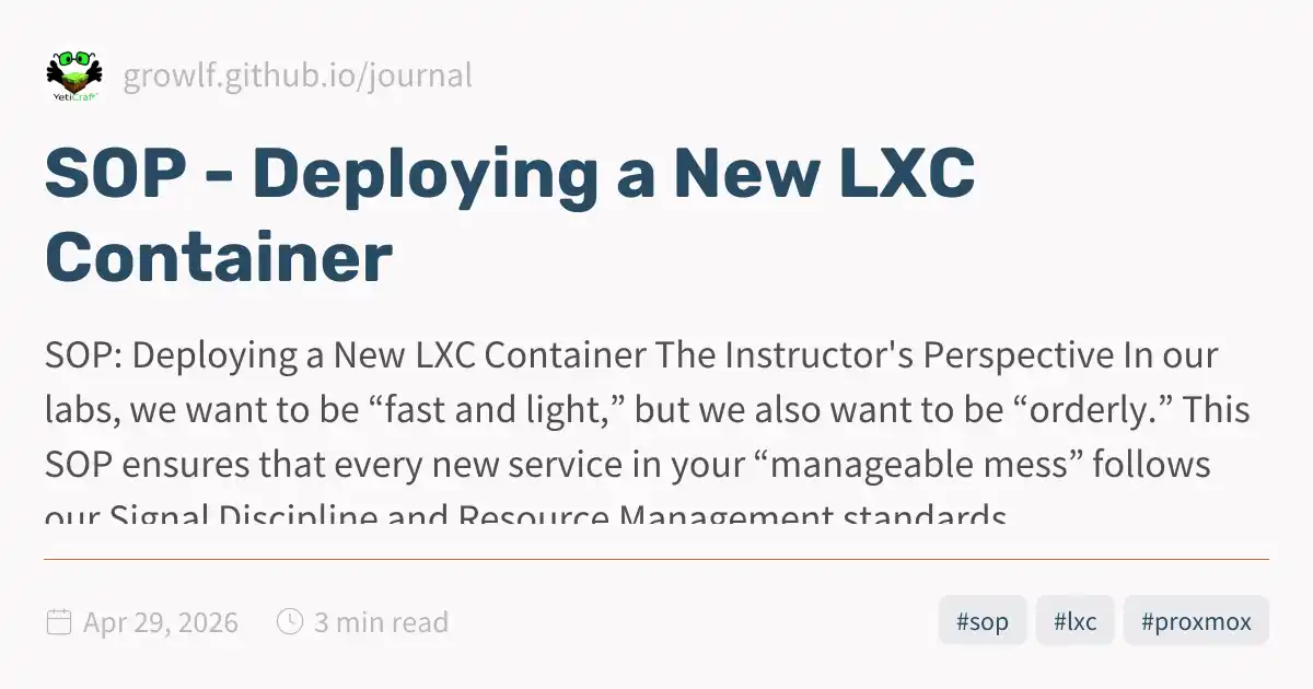SOP - Deploying a New LXC Container